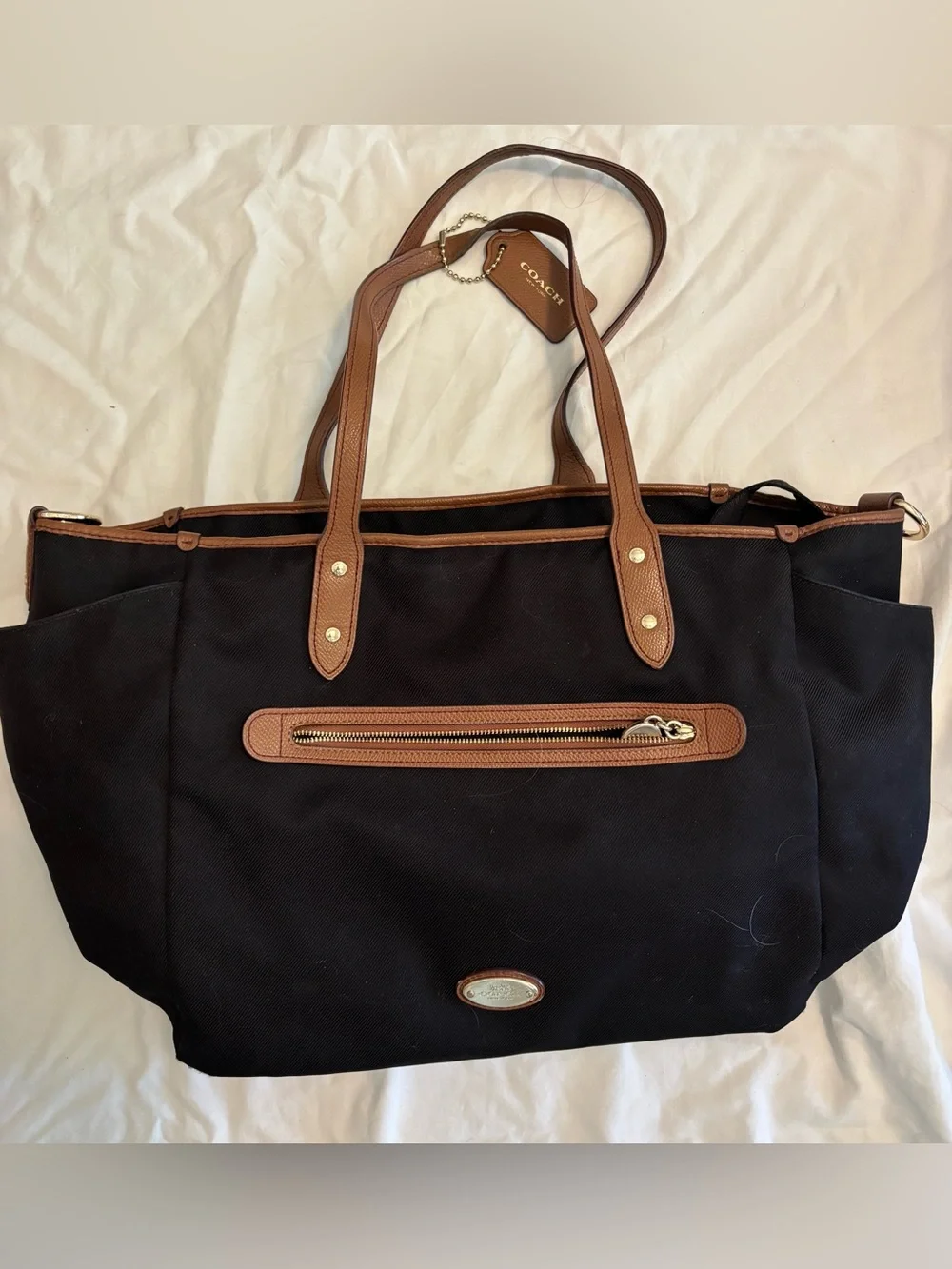 Coach Diaper Bag black and brown gold accents
